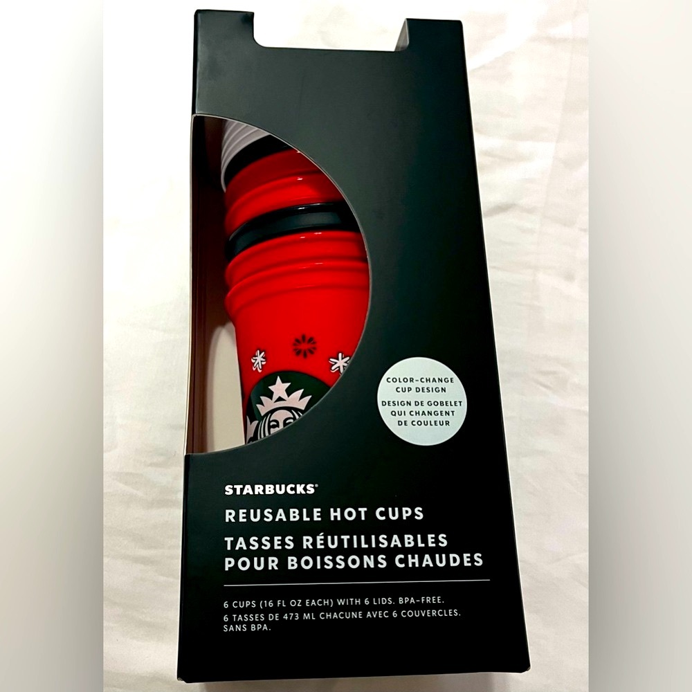NEW Set of 6 Starbucks Color Change Christmas Reusable Cups